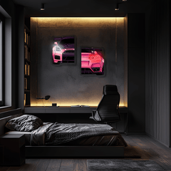 Neon Car Wall Art LED Sign - Light Up Home Decor for Garage Game Rooms and Man Caves