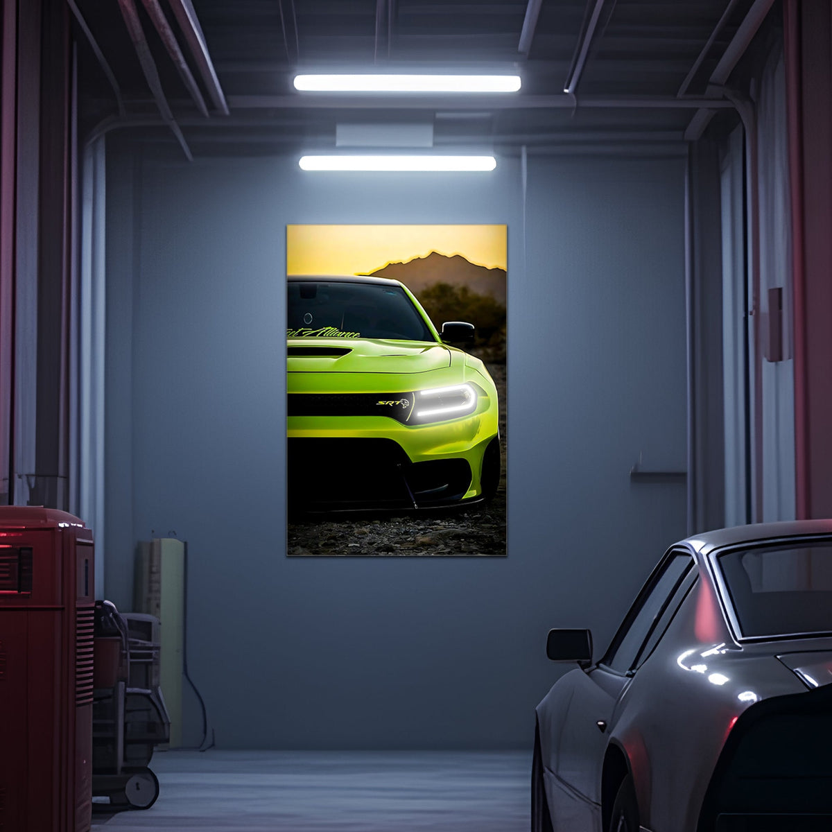 Neon LED Car Wall Art Sign - UV Printed Acrylic Garage Decor