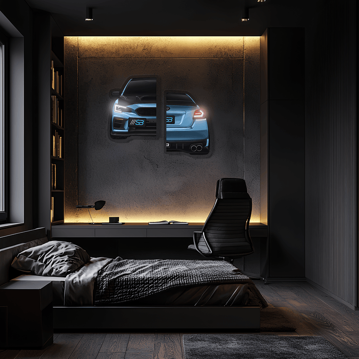 Neon LED Car Wall Art Sign - UV Printed Lighted Garage Decor
