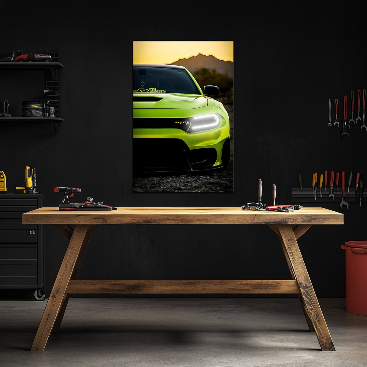Neon LED Car Wall Art Sign - UV Printed Acrylic Garage Decor