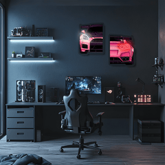 Neon Car Wall Art LED Sign - Light Up Home Decor for Garage Game Rooms and Man Caves