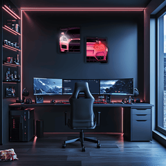 Neon Car Wall Art LED Sign - Light Up Home Decor for Garage Game Rooms and Man Caves