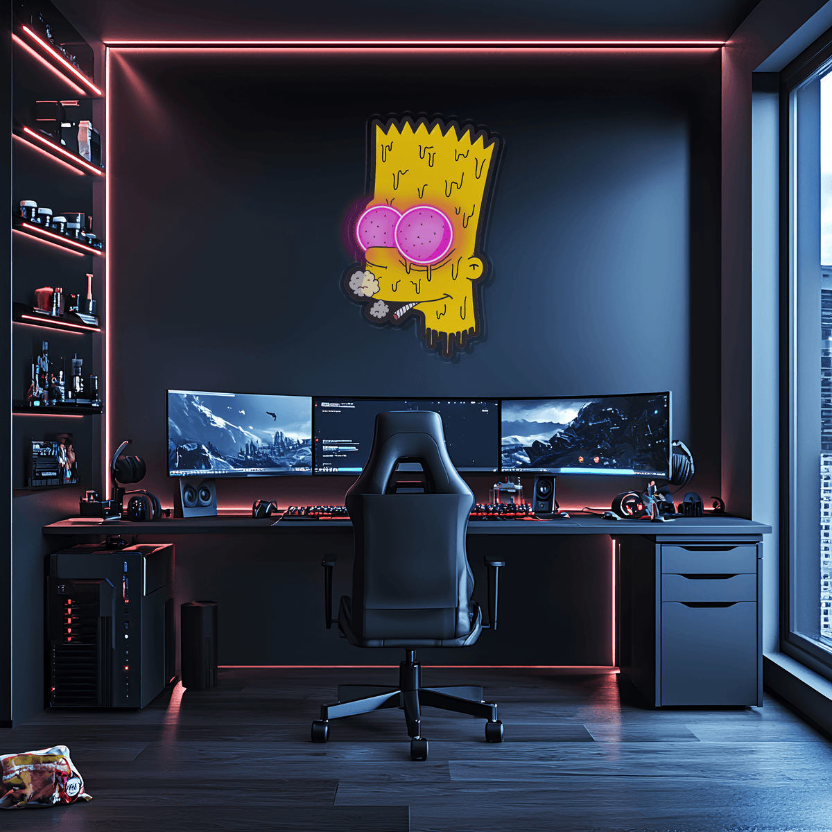 Neon Wall Art Sign Bart Simpson Pop Culture LED Light Decoration