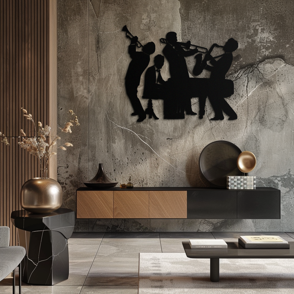 Jazz Band Metal Wall Art - Modern Musical Silhouette Decor- KAF255