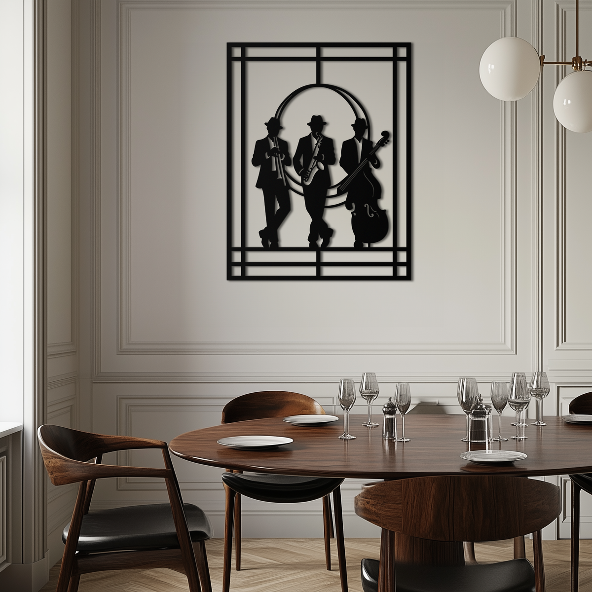 Jazz Musicians Metal Wall Art – Saxophone and Trumpet Player Silhouette Steel Decor for Music Lovers- KAF332