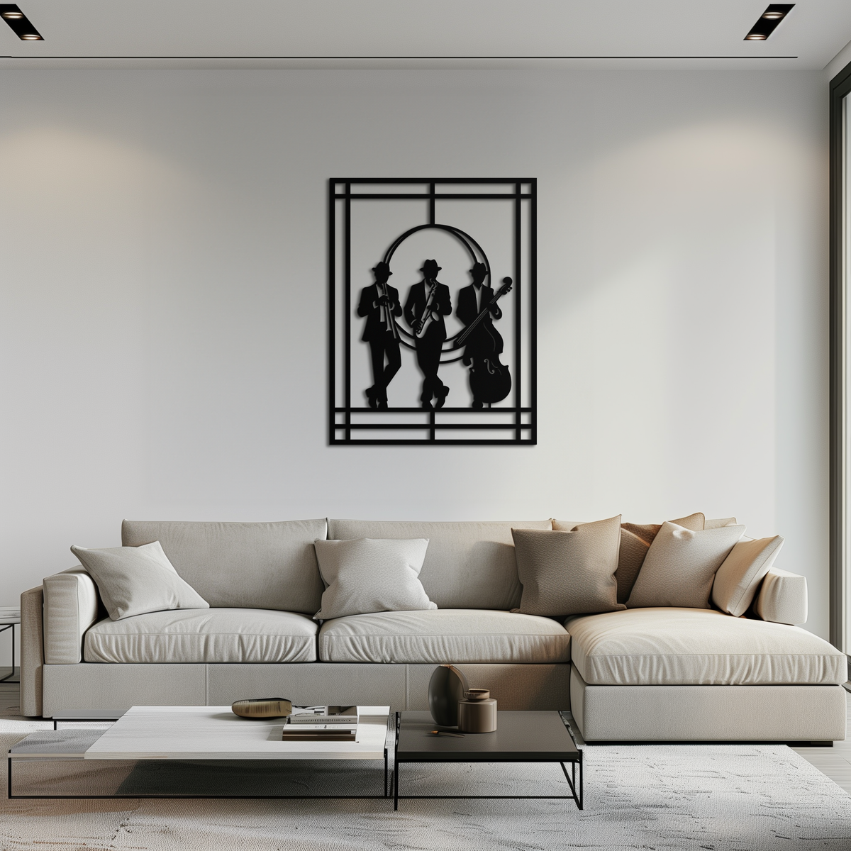 Jazz Musicians Metal Wall Art – Saxophone and Trumpet Player Silhouette Steel Decor for Music Lovers- KAF332