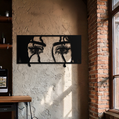 Mysterious Woman Eyes Metal Wall Art – Black Steel Feminine Silhouette Decor for Modern Stylish Interiors- KAF408