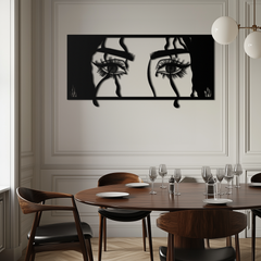 Mysterious Woman Eyes Metal Wall Art – Black Steel Feminine Silhouette Decor for Modern Stylish Interiors- KAF408