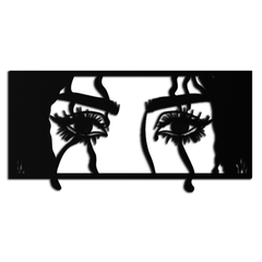 Mysterious Woman Eyes Metal Wall Art – Black Steel Feminine Silhouette Decor for Modern Stylish Interiors- KAF408