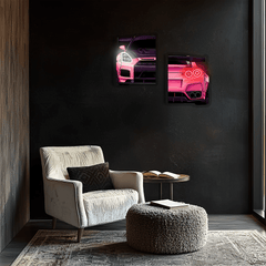 Neon Car Wall Art LED Sign - Light Up Home Decor for Garage Game Rooms and Man Caves