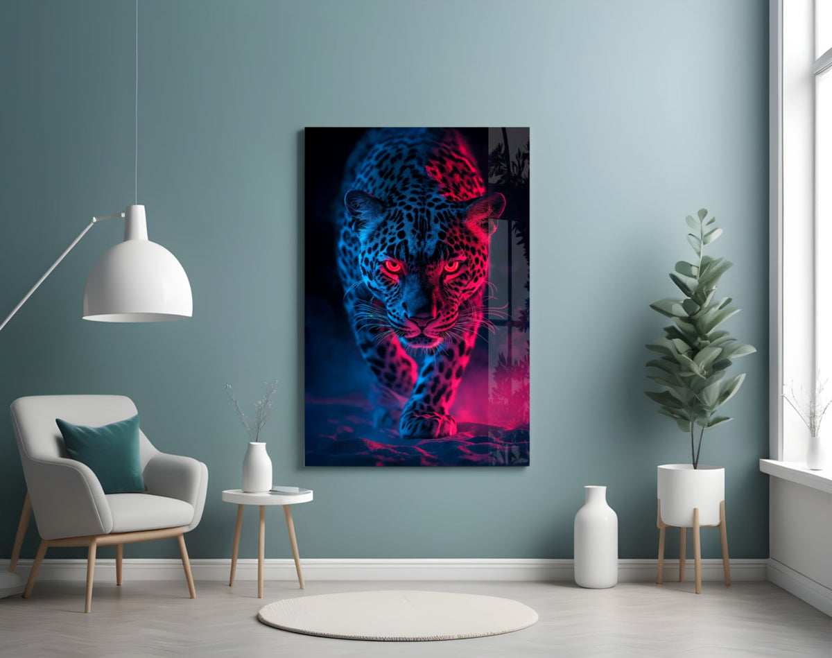 Neon Leopard Glass Wall Art || Designer Collection