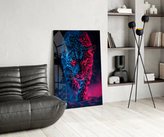 Neon Leopard Glass Wall Art || Designer Collection