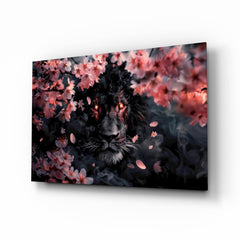 Lion of the Night Glass Wall Art || Designer Collection