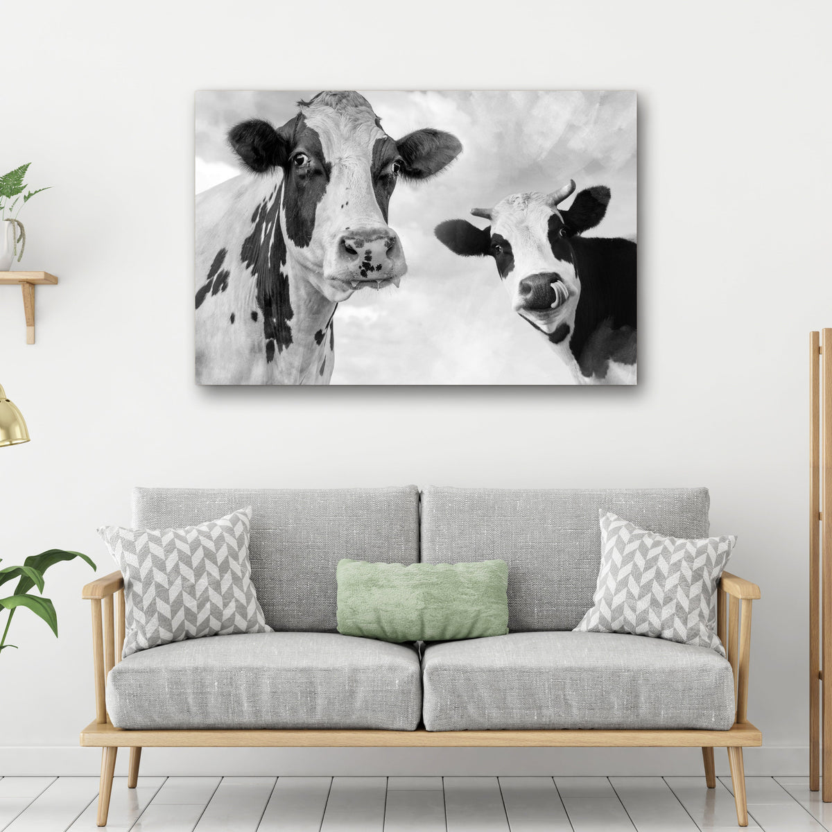 Monochrome Holstein Cows Canvas Wall Art