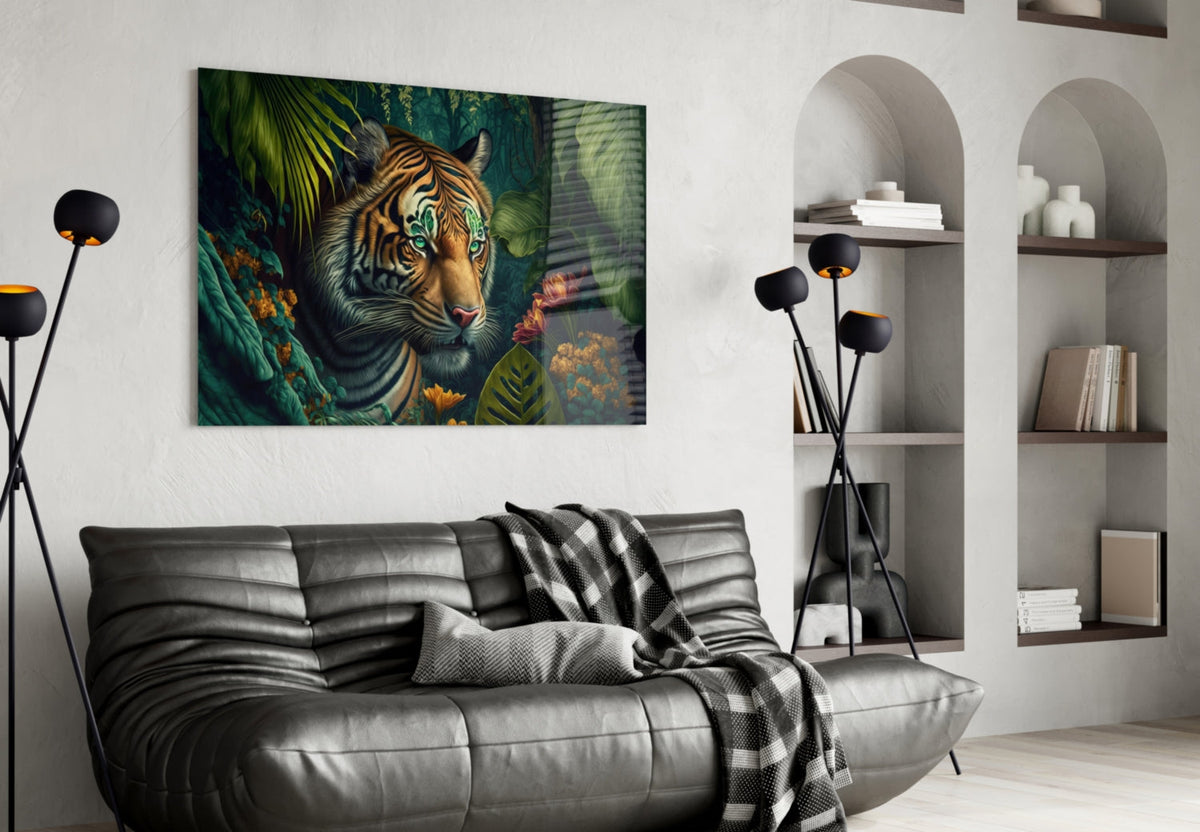 Trap Behind Flowers Glass Wall Art  || Designer Collection
