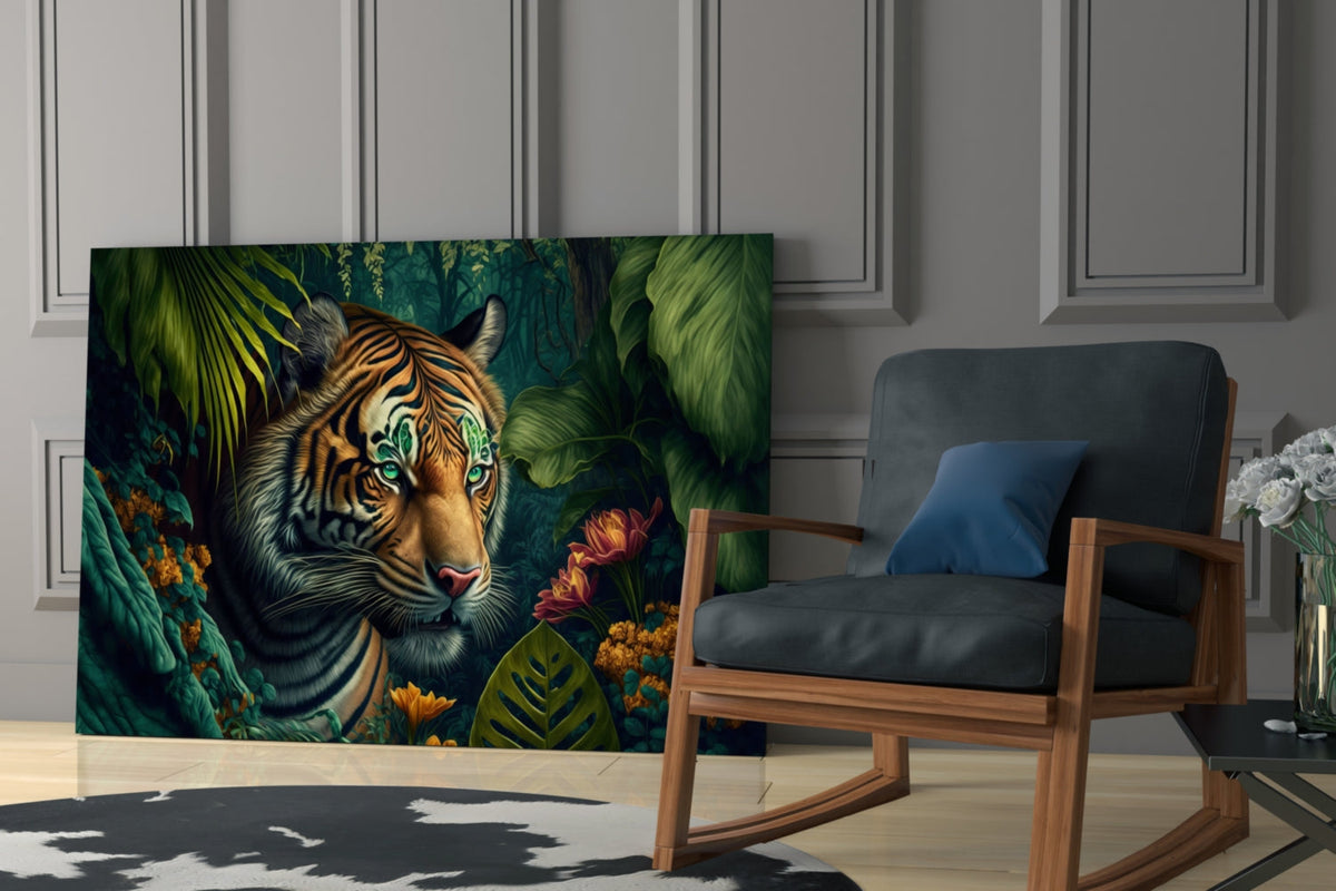 Trap Behind Flowers Glass Wall Art  || Designer Collection